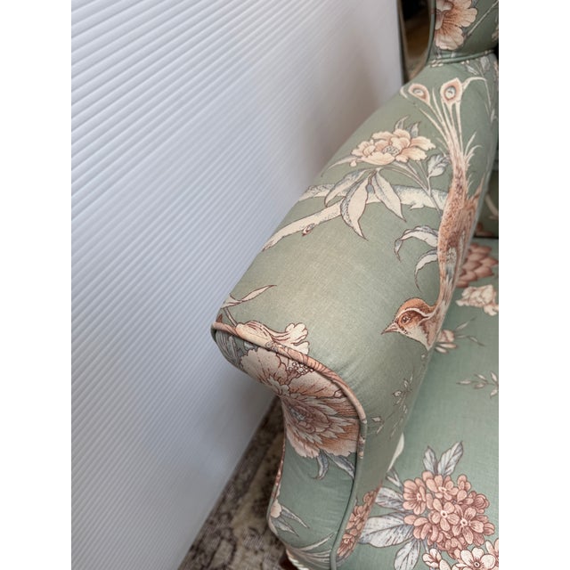 Schumacher Upholstered Wingback Chair For Sale - Image 10 of 12