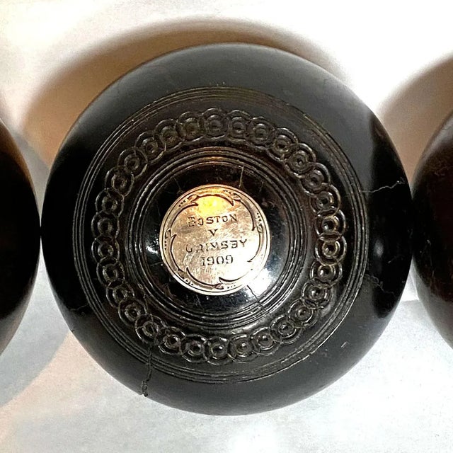 Early 20th Century Collection of Four Scottish Thomas Taylor and English Lignum Vitae Lawn Balls For Sale - Image 5 of 16