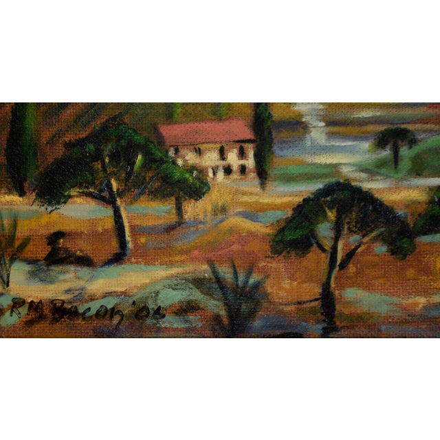 "Tuscan Moon" Nocturnal Landscape in Acrylic on Masonite by Richard M. Bacon For Sale In Monterey, CA - Image 6 of 8