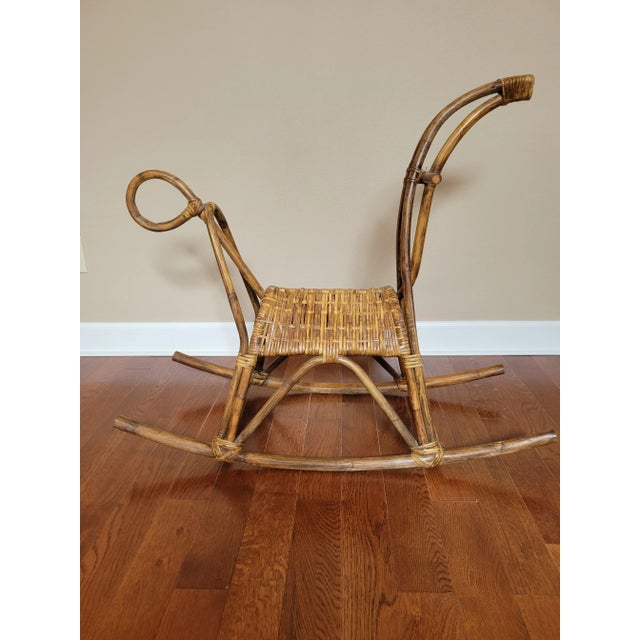 Vintage Rattan Decorative Horse Rocker | Chairish