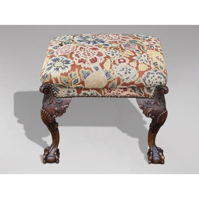 Hollywood Regency Antique Regency Carved Walnut Stool, 1820 For Sale - Image 3 of 7