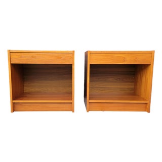 Teak Danish Modern Night Stands - A Pair For Sale