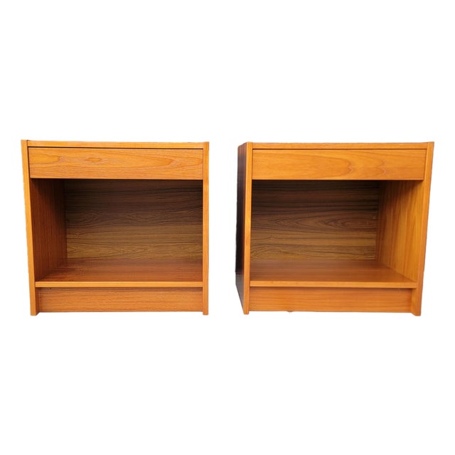 Teak Danish Modern Night Stands - A Pair For Sale