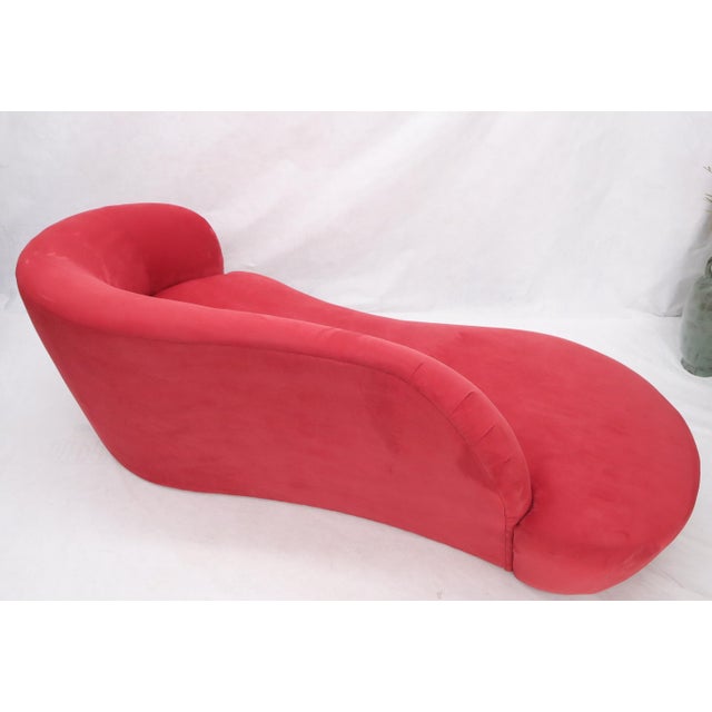 Late 20th Century Red Suede Weiman Preview Chaise Lounge Cloud Sofa For Sale - Image 5 of 14