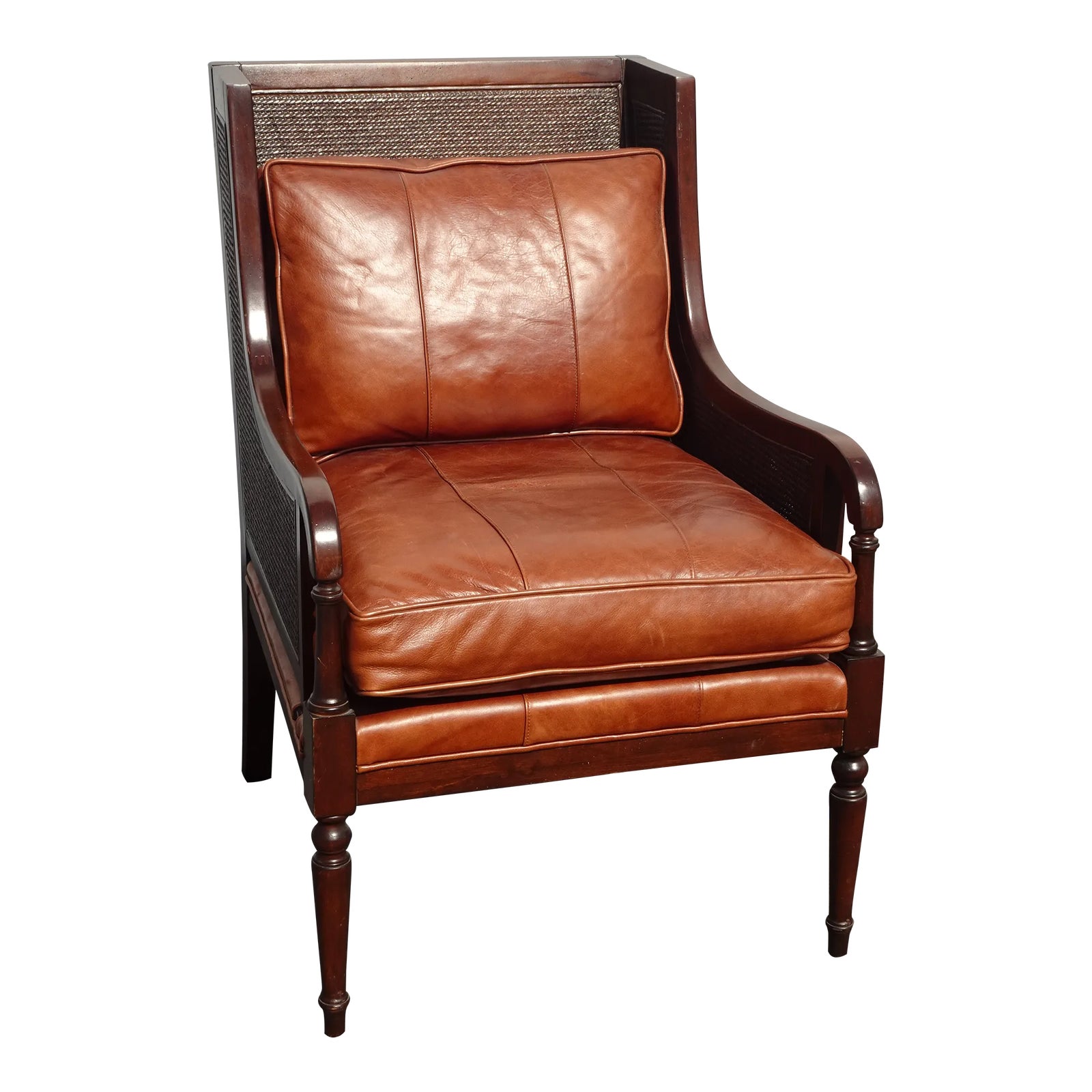 Vintage Tommy Bahama Brown Leather Rattan Lounge Chair Chairish