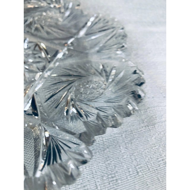 Hand Cut Crystal Bowl & Two Small Plates For Sale In New York - Image 6 of 8