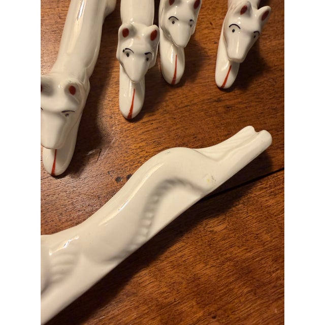 1930s Vintage Art Deco Pfeffer Gotha Porcelain Animal/Fox Knife Rests, Set of 6 For Sale - Image 5 of 6