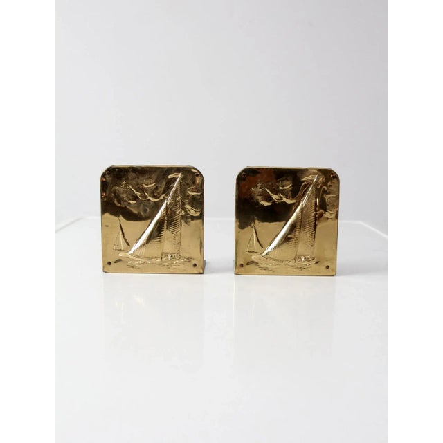 Vintage Brass Nautical Bookends For Sale - Image 11 of 11