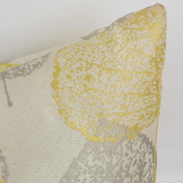 Silver Gray and Yellow Damask Throw Pillows, a pair For Sale - Image 9 of 10