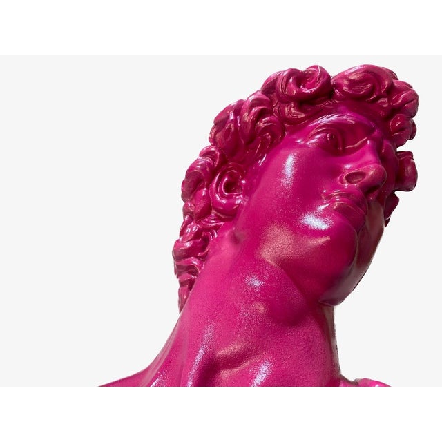 Vintage Pop Art Michelangelo’s David Bust in Post-Modern Neon Fuchsia Circa 1980s For Sale - Image 11 of 12