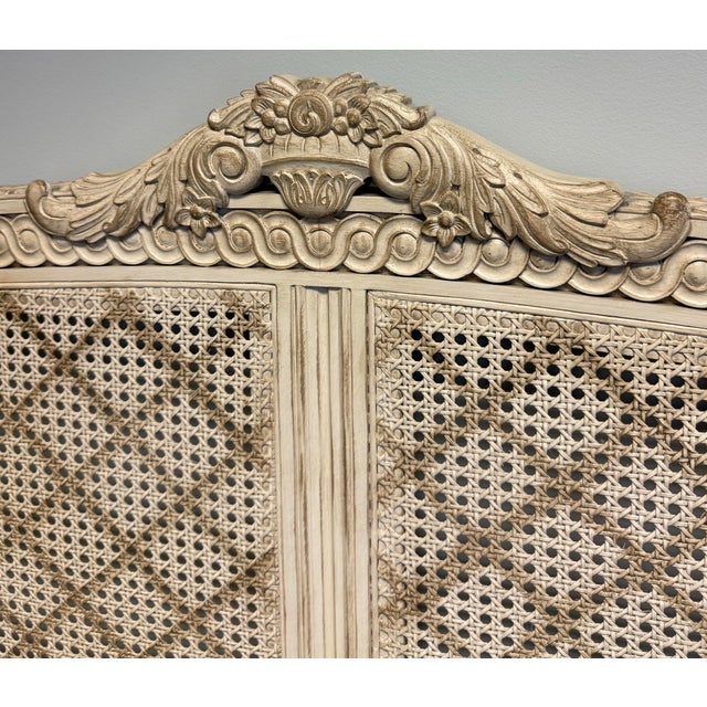 EJ Victor Ej Victor French “Julia Gray” Carved Cane Bed - King Size For Sale - Image 4 of 11