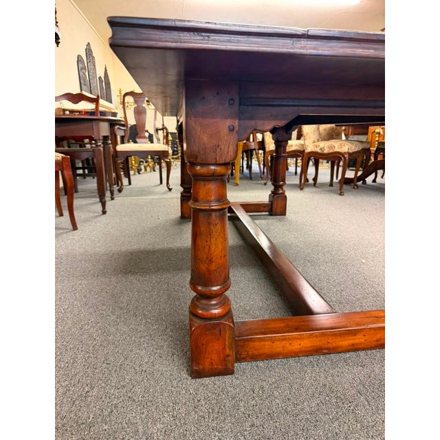 Mahogany English Country Rustic Farmhouse Dining Table, Circa 1980 For Sale - Image 9 of 12