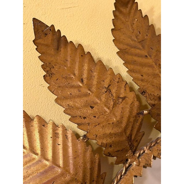 Large Crown Sunburst Mirror in Gilt Metal and Glass, 1950 For Sale - Image 3 of 9