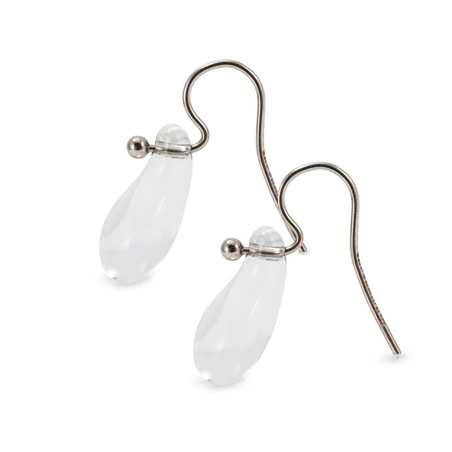 Tiffany and Co. Tiffany & Co. Elsa Peretti Platinum Rock Crystal Teardrop Pierced Dangle Earrings, A Pair For Sale - Image 4 of 8