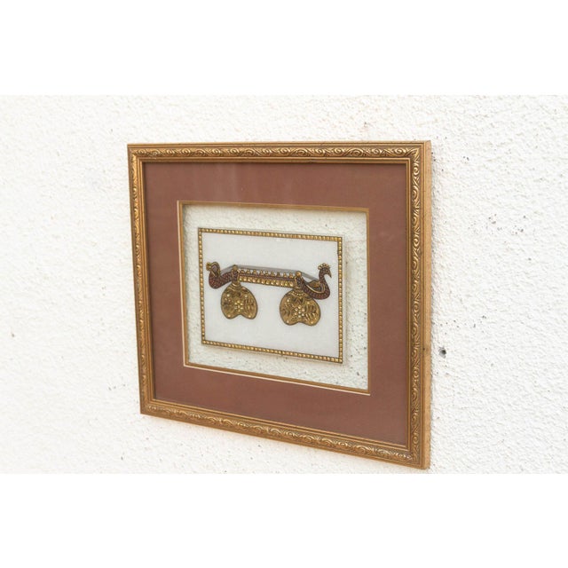 Indian Peacock Instrument Framed Indian Wall Art For Sale - Image 3 of 6