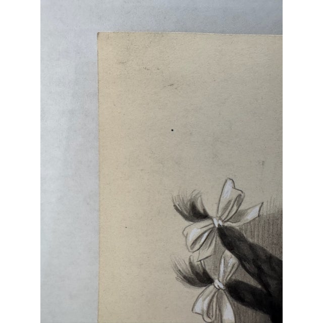 1940s Original Signed Graphite Illustration of Praying Young Girl, 11 × 8.5 In. For Sale - Image 4 of 6