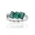 Gemstone 925 Silver Three-Stone Emerald Ring With Diamond Accents, Size 6 For Sale - Image 7 of 12