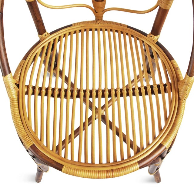 Wood Vintage Tall Bamboo Boho Sunflower Chair For Sale - Image 7 of 7