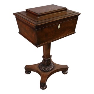 Antique Regency Mahogany Tea Caddy on Stand For Sale