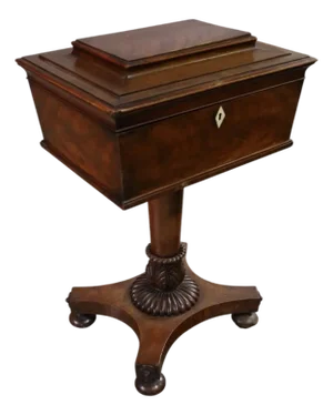 Antique Regency Mahogany Tea Caddy on Stand