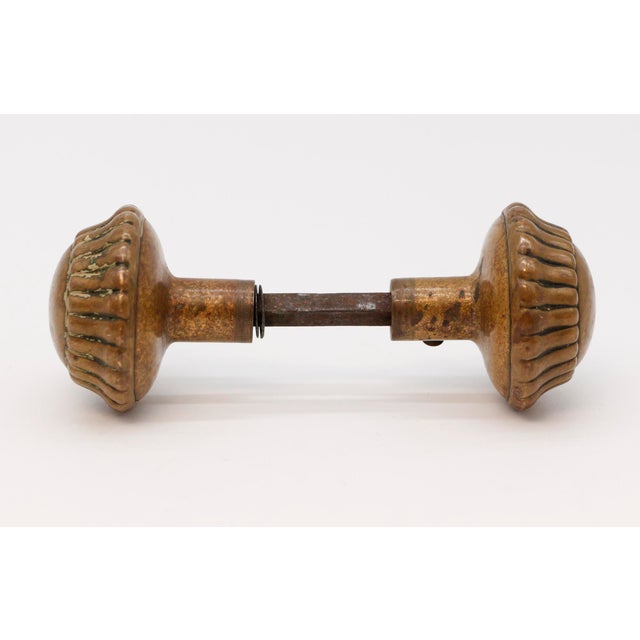 Traditional Pair of Fluted Radial Bronze Entry Door Knobs For Sale - Image 3 of 4