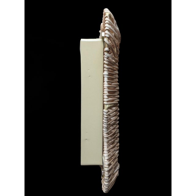 Carrot Patch Spring Easter Sign made of Glass with a Scalloped Edge Wicker Rattan Frame Has Hanger on backside to easily...