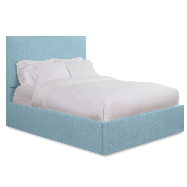 Casa Cosima Hadley King Headboard, Mosaic Blue Linen For Sale - Image 4 of 5