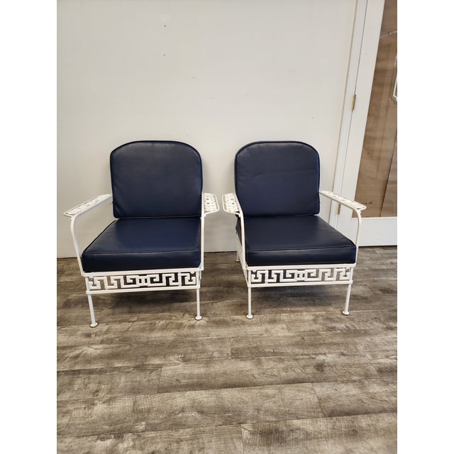Chinoiserie Vintage Faux Bamboo Cast Aluminum Lounge Chairs - A Pair For Sale - Image 3 of 12