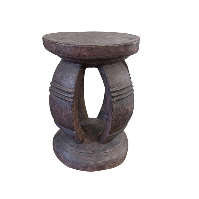 African Vintage Rustic Wood African Large Baga Stool/Table Guinea-Bissau 15.5" H by 12"w For Sale - Image 3 of 7