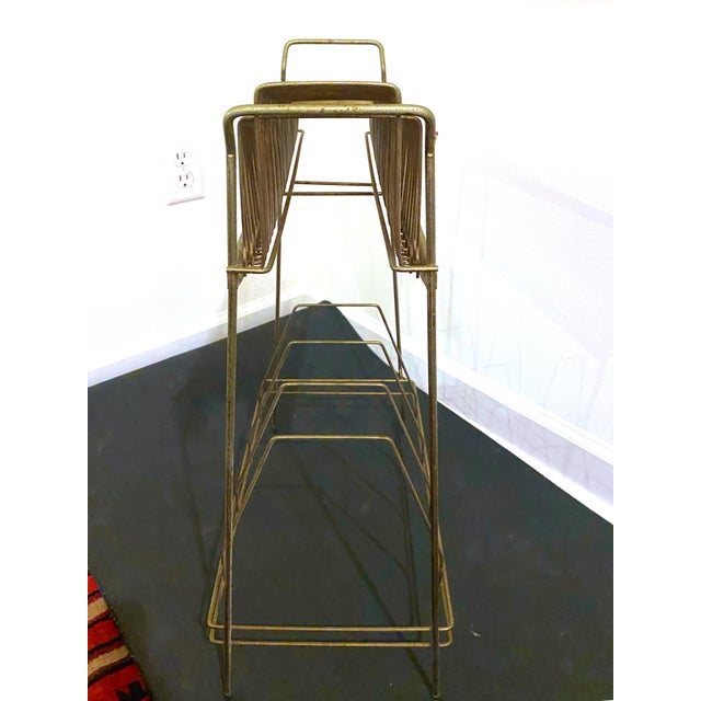 Vintage Mid-Century Modern Wire Record Stand | Chairish