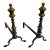 Antique Edwardian Turned Brass Andirons Cast Iron Stands For Sale