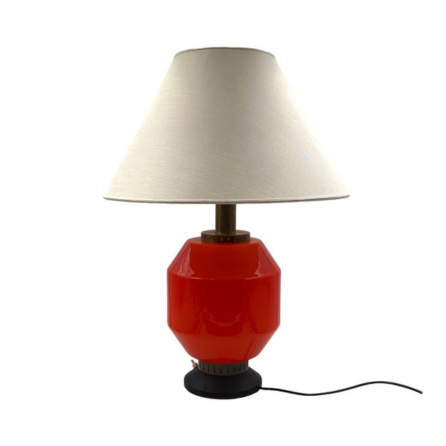 Orange Space Age Orange Glass Table Lamp Base, Stilnovo, Italy 1960s For Sale - Image 8 of 12