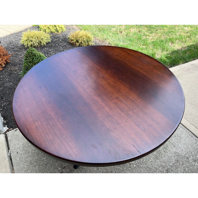 Arhaus Wood Round Dining Table Arabesque Wrought Iron Base Chairish