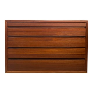 Poul Cadovius Style Teak Cabinet With Drawers Wall Hanging For Sale