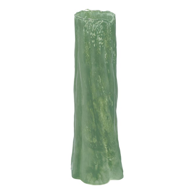 Jamie Young Sequoia Green Glass Decorative Vase, Large For Sale