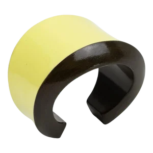 Salvatore Ferragamo Yellow and Brown Wood Cuff Bracelet Bangle