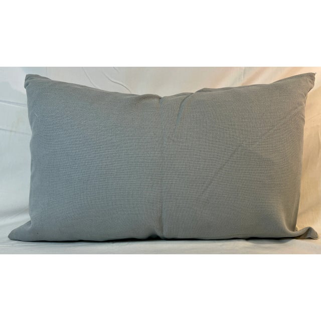 Large Bolster Pillow Decorated in a Muted Water Color Look Pattern Depicting Rabbit/Hares Hiding in Tall Brush - Made in U K For Sale - Image 11 of 12