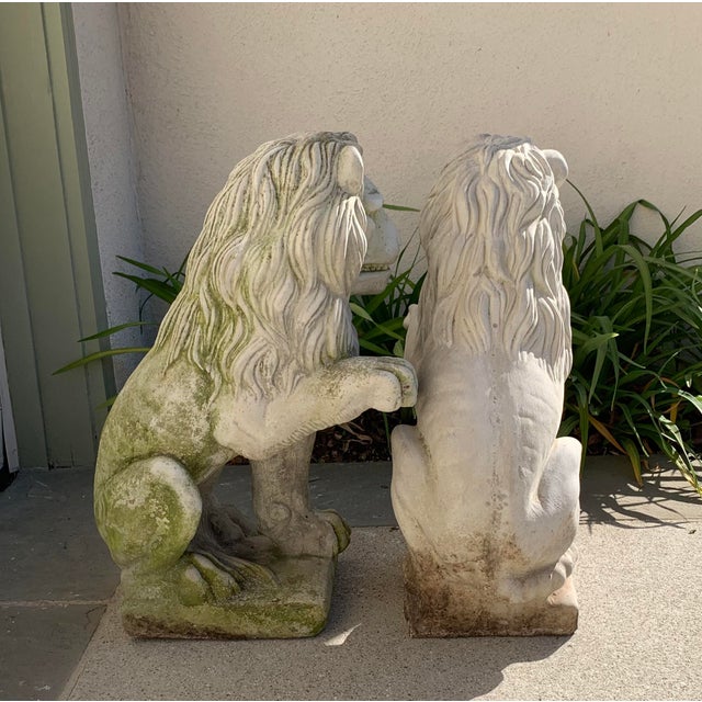 1990s Cast Stone Sitting Lions - a Pair For Sale In San Diego - Image 6 of 12