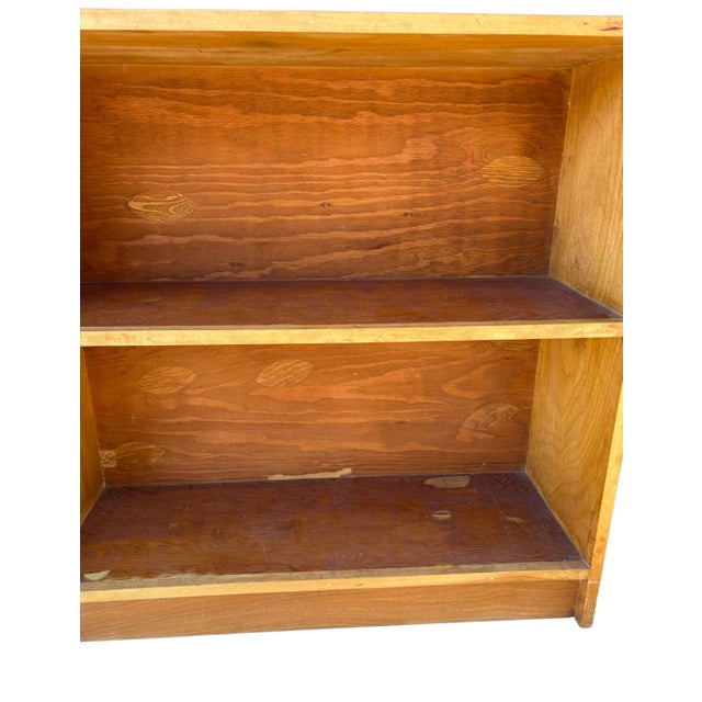 Brown Vintage Mid Century Modern Style Wood Open Bookshelf Display Shelf For Sale - Image 8 of 10