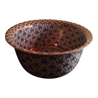 1940s Oriental Chinoiserie Porcelain Bowl, Satsuma Style For Sale