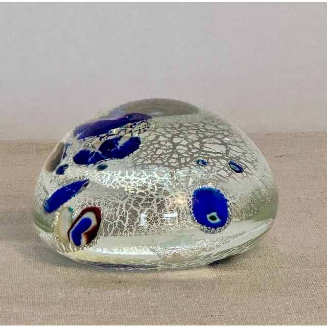 Vintage Italian Glass Paperweight with crackle detail