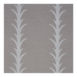 Schumacher X Celerie Kemble Acanthus Stripe Vinyl Wallpaper in Grey For Sale