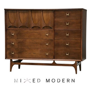 Refinished Broyhill Brasilia Magna Walnut Dresser Mid Century Modern For Sale