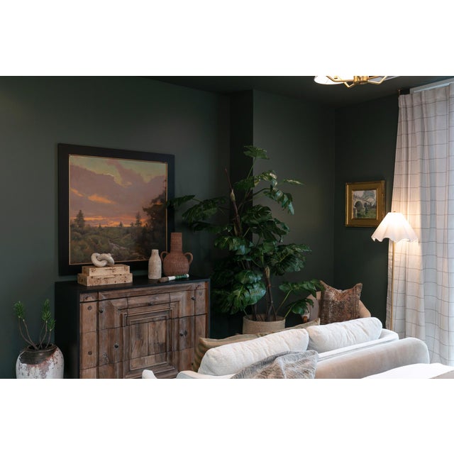 Contemporary Falls Afterglow by Harold Deist | Oil Painting of a sunset over a forested landscape For Sale - Image 3 of 4