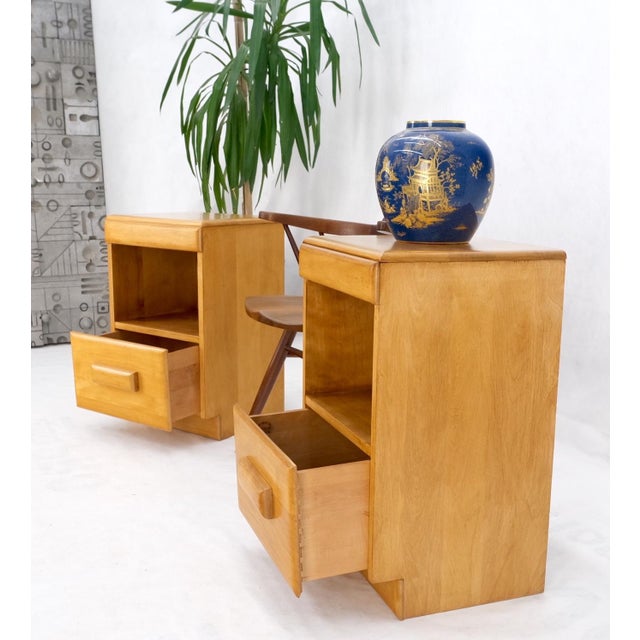 Wood Russel Wright Conant Ball Pair Mid Century Modern Blond Birch Night Stands MINT! For Sale - Image 7 of 17