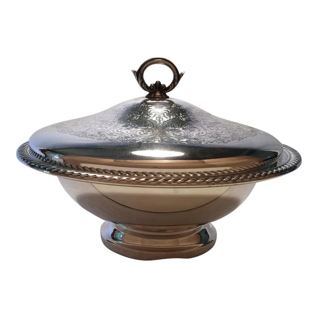Oneida Silver Plated Serving Bowl with Lid and Glass insert Chairish