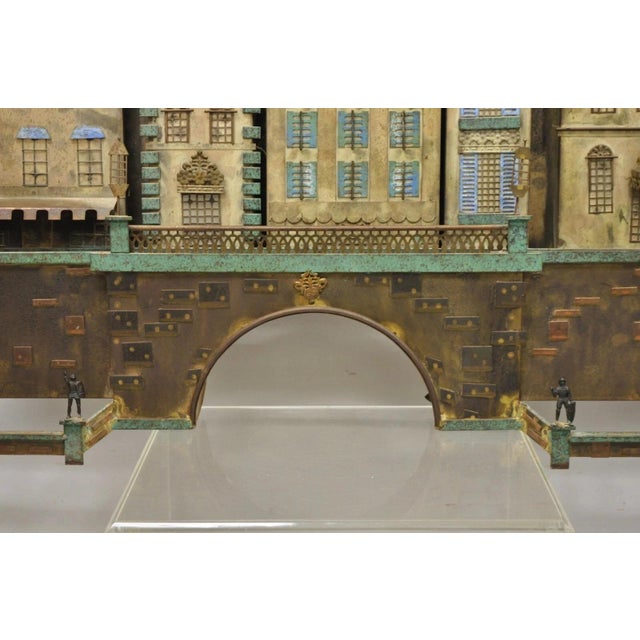 Metal Curtis Jere Mid Century Modern Large Mixed Metal Copenhagen City Wall Sculpture For Sale - Image 7 of 12
