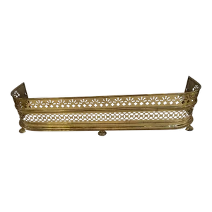 Antique English Pierced Brass Fireplace Fender