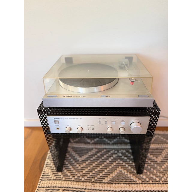 Vintage Side Table in Black Perforated Sheet Metal, 1980s For Sale - Image 6 of 8