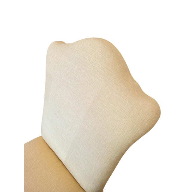 Pair of Fully Upholstered Skirted Chairs With Serpentine Backrest For Sale - Image 9 of 12